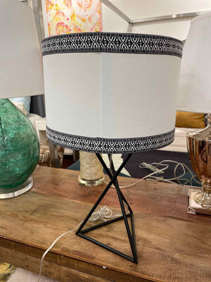 Triangular Black Metal Table Lamp w/ White Shade