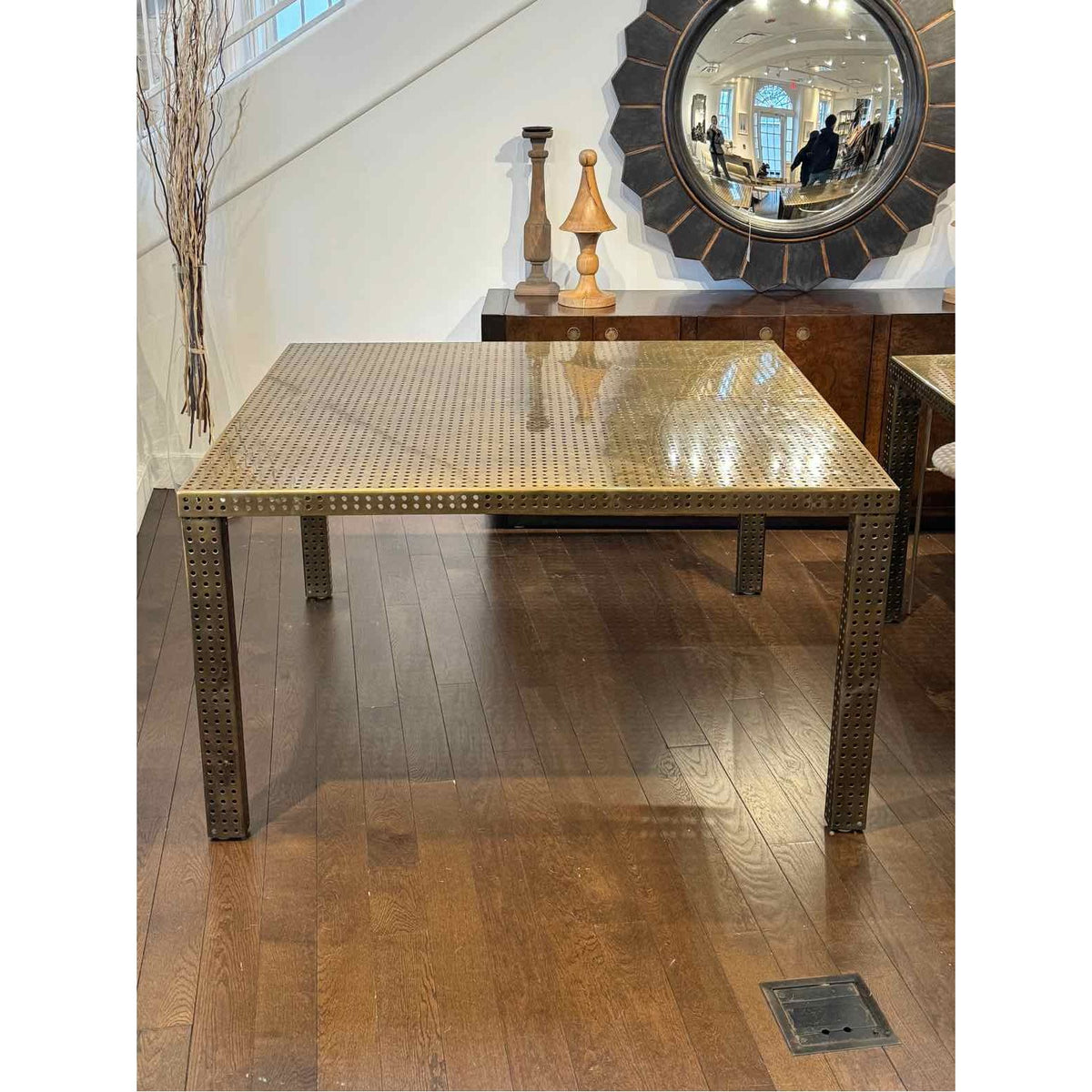 Mategot-Style Perforated Brass Table by Kelly Wearstler 54"Wx54"Dx30"H