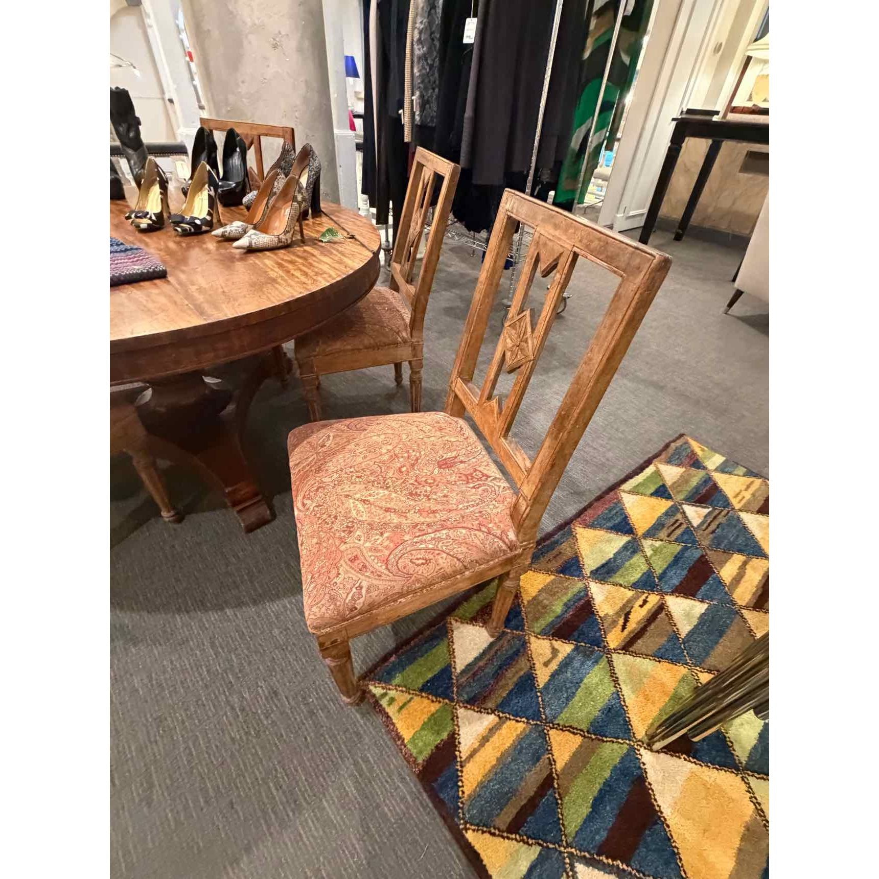 Set of 6 Wood and Upholstered Chairs