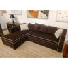 Brown Velvet Chaise Sectional w/ Beige Piping by Hickory Chair
