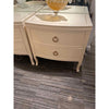 Pair of Salon 2 Drawer Bernhardt Nightstands w/ Inlaid Metal Border in Alabaster