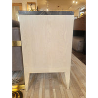 Custom Bone Inlay & Wood 4-Door Credenza w/ Black Marble Top