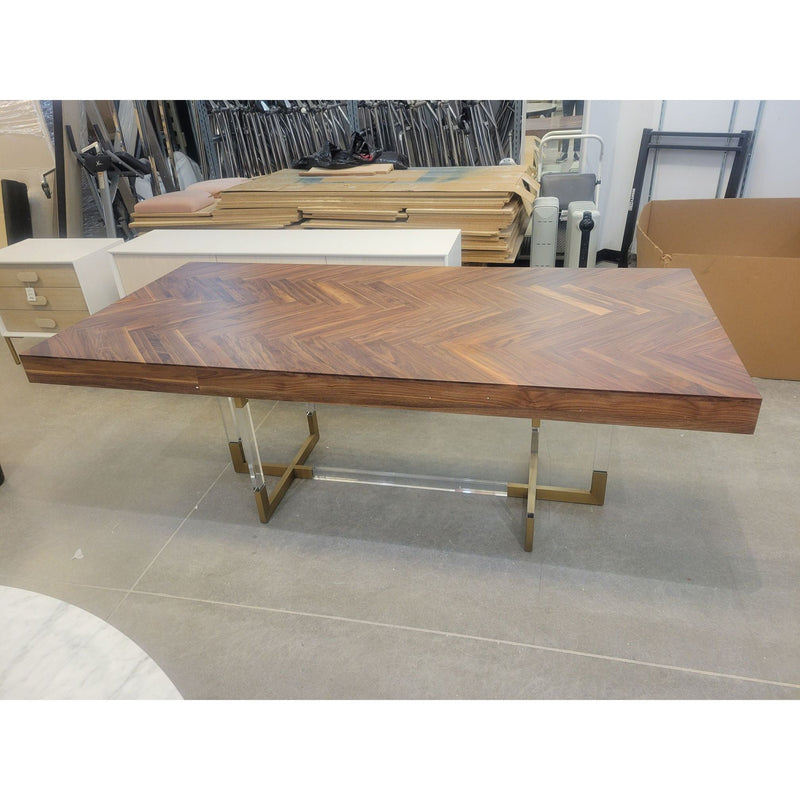 Milan Dining Table w/ Lucite & Brass Base