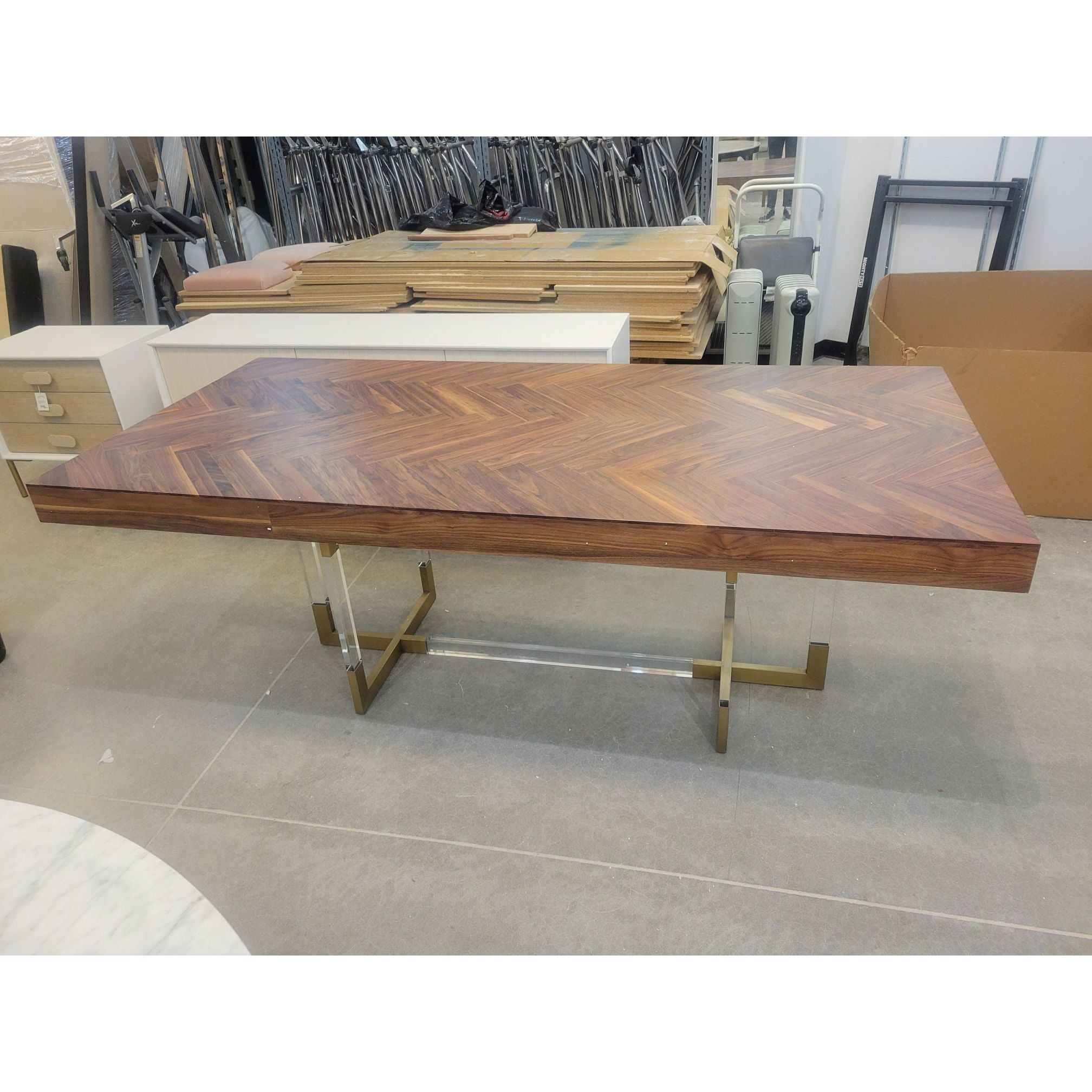 Milan Dining Table w/ Lucite & Brass Base