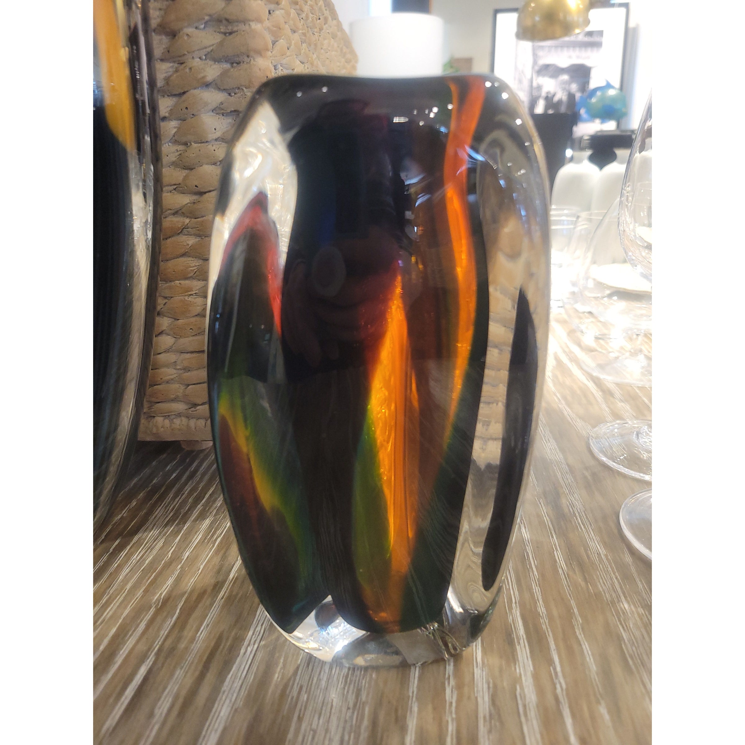 'Glacier' Multicolor Glass Vase by Caleb Siemon - colletteconsignment.com