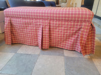 Custom Pink Gingham Silk Skirted Bench