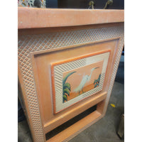 Vintage Pink Nightstand w/ Everglades Crane Design - colletteconsignment.com