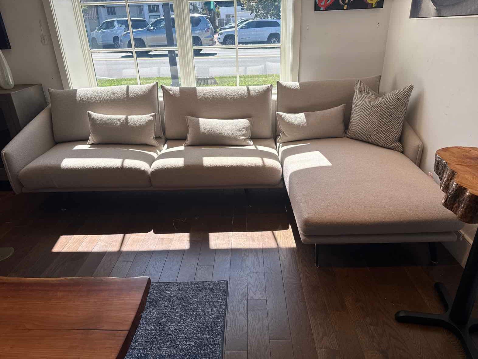 Beige Textured Two Pc Sectional w/Chaise by STUA for DWR