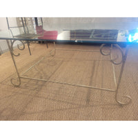 French Style Wrought Iron Coffee Table w/ Beveled Glass Top