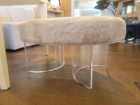 Nova Oval Shearling Ottoman on Lucite Legs by Interlude