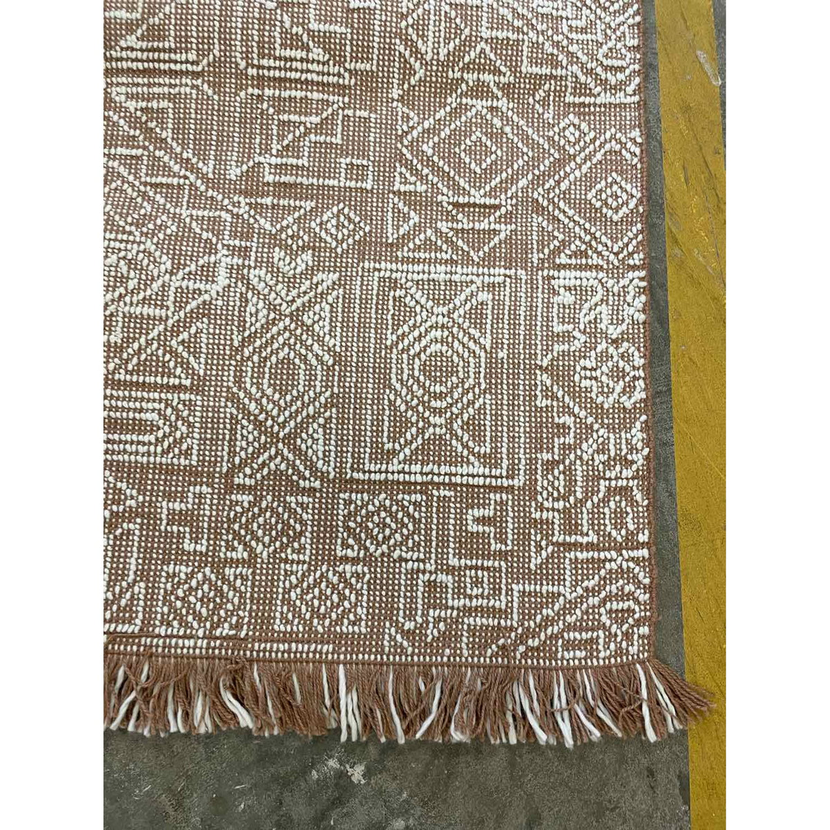 5' x 8.6' Flatweave Brown & White Wool Rug #33