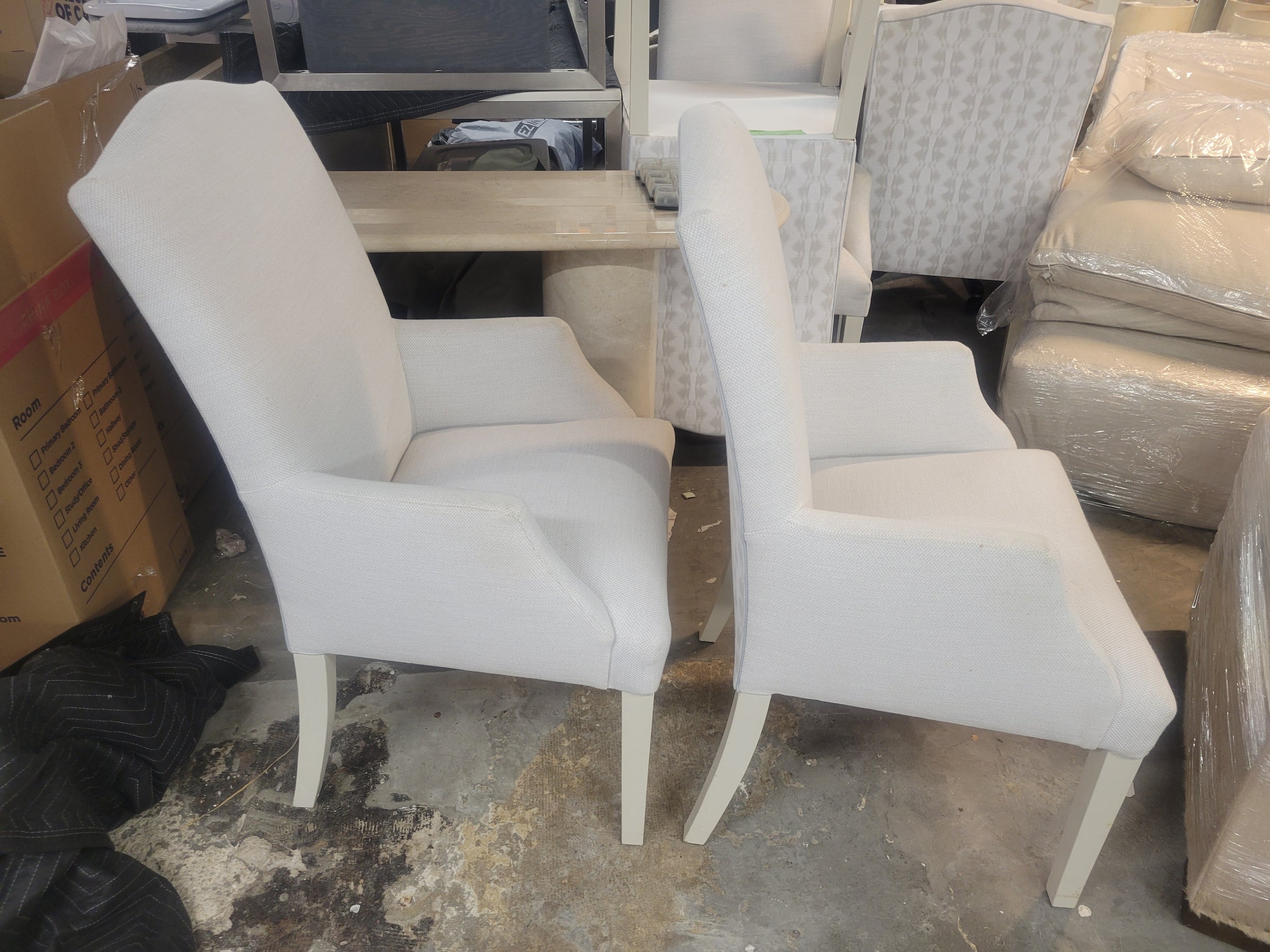 SET of 6 Custom Upholstered High-Back Arm Chairs Attrib. to RH (AS IS)