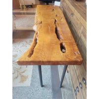 Live Edge Cherry Wood Console Table on Iron Legs