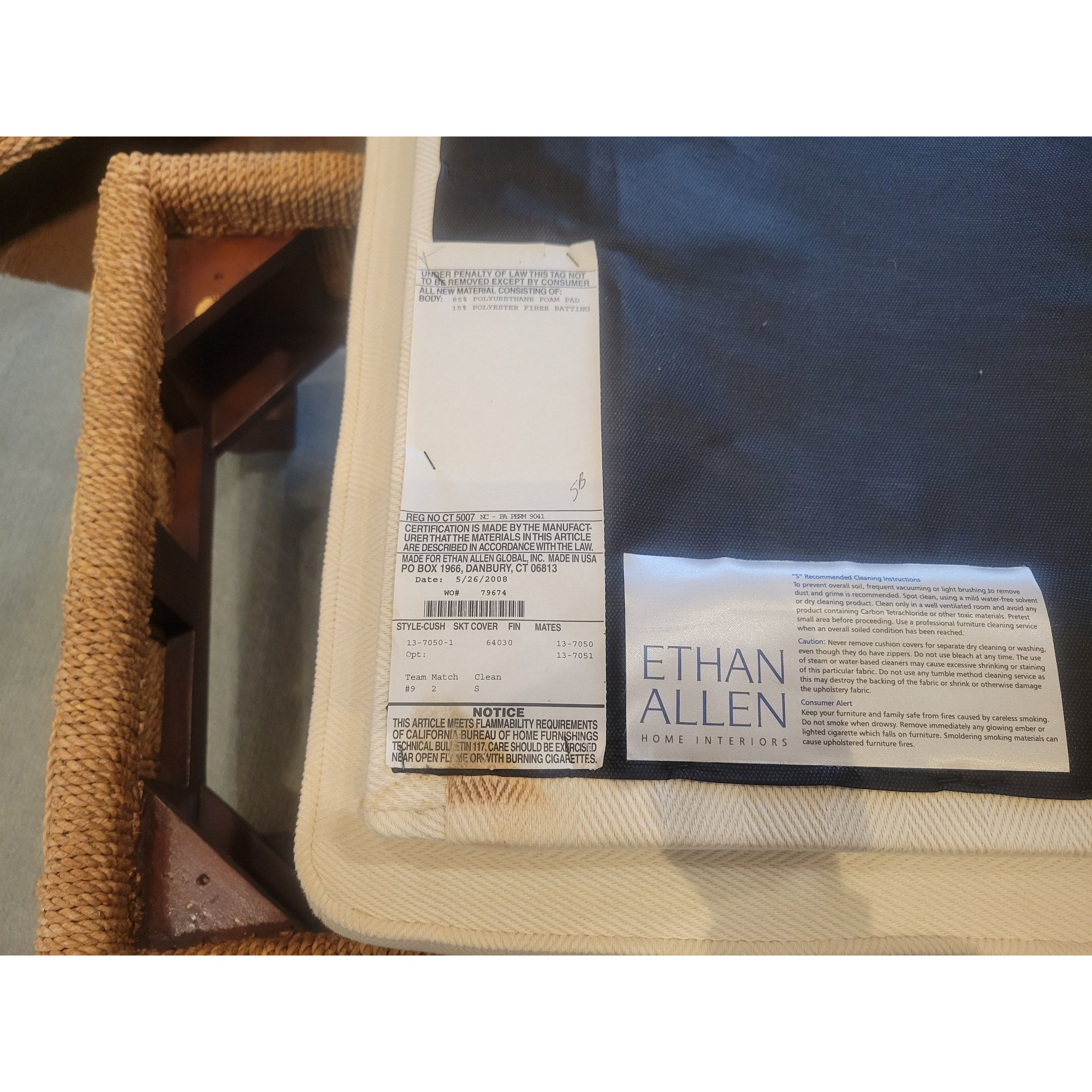 SET of 'Balta' Organic Woven Seagrass Chair & Ottoman by Ethan Allen