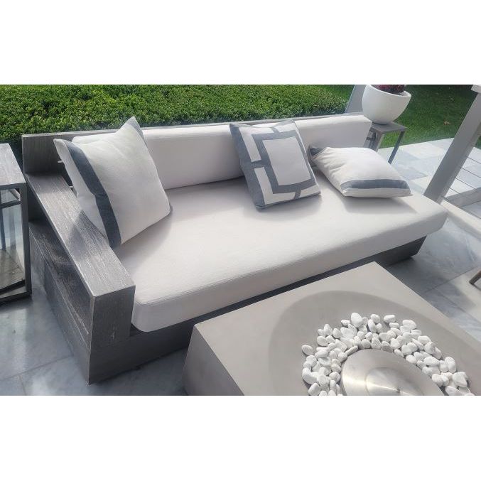 2-Pc Teak L Sectional w/ White Cushions by RH