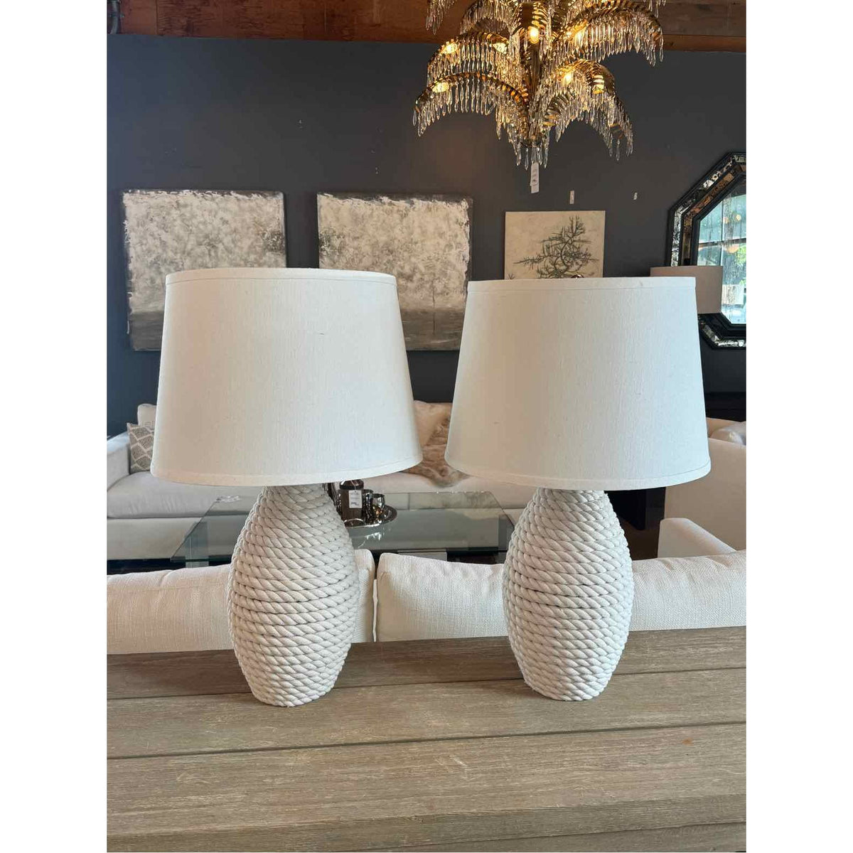 White Pair of Table Lamps