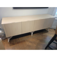 4-Door Bleached Walnut Credenza on Sculpted Legs Attrib. to Tony Ingrao (AS IS)