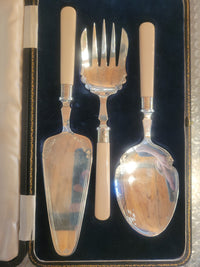 Set of 3 Silver Serving Utensils in Case