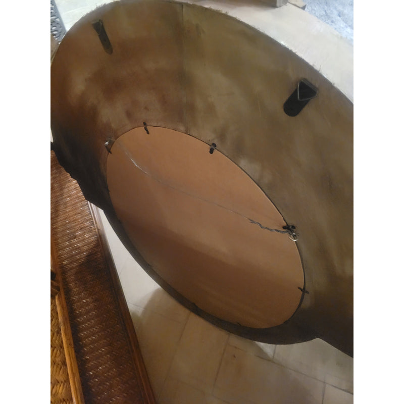 Vintage Salvaged Wood Oval Mirror