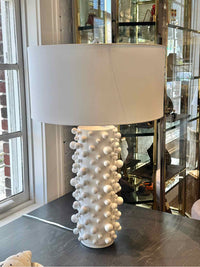 Pair of B.D. Jeffries "Molecule" Table Lamps in White 20"Diam X 32.5"H