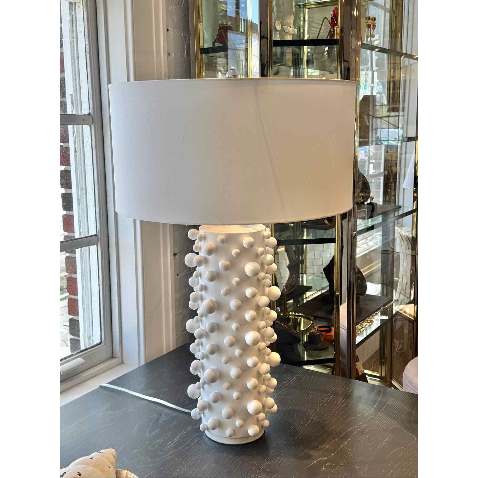 Pair of B.D. Jeffries "Molecule" Table Lamps in White 20"Diam X 32.5"H