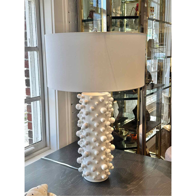 Pair of B.D. Jeffries "Molecule" Table Lamps in White 20"Diam X 32.5"H