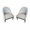 PAIR of Mid-Century Gray & White Pattern Bella Chairs w/ Dark Wood Legs