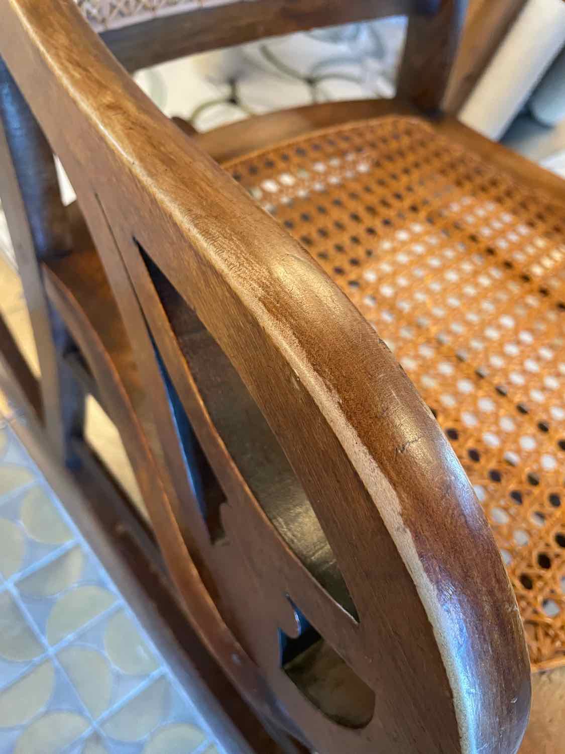 Vintage Wood Cane Back Rocking Chair