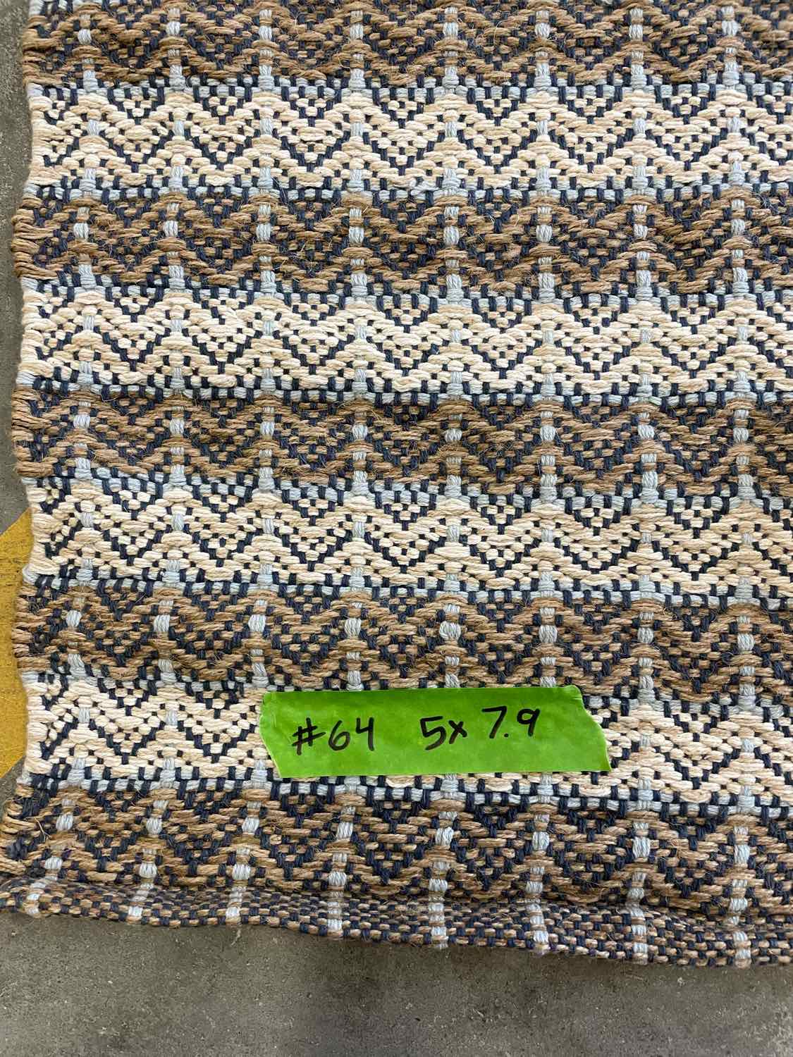 5' x 7.9' Navy & Brown Wool Weave Rug #64