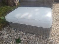 Gray Wicker Ottoman w/ Cushion