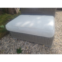Gray Wicker Ottoman w/ Cushion