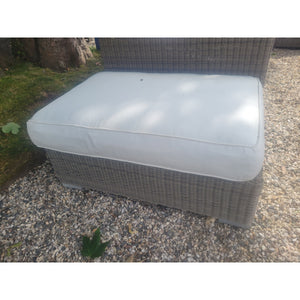 Gray Wicker Ottoman w/ Cushion