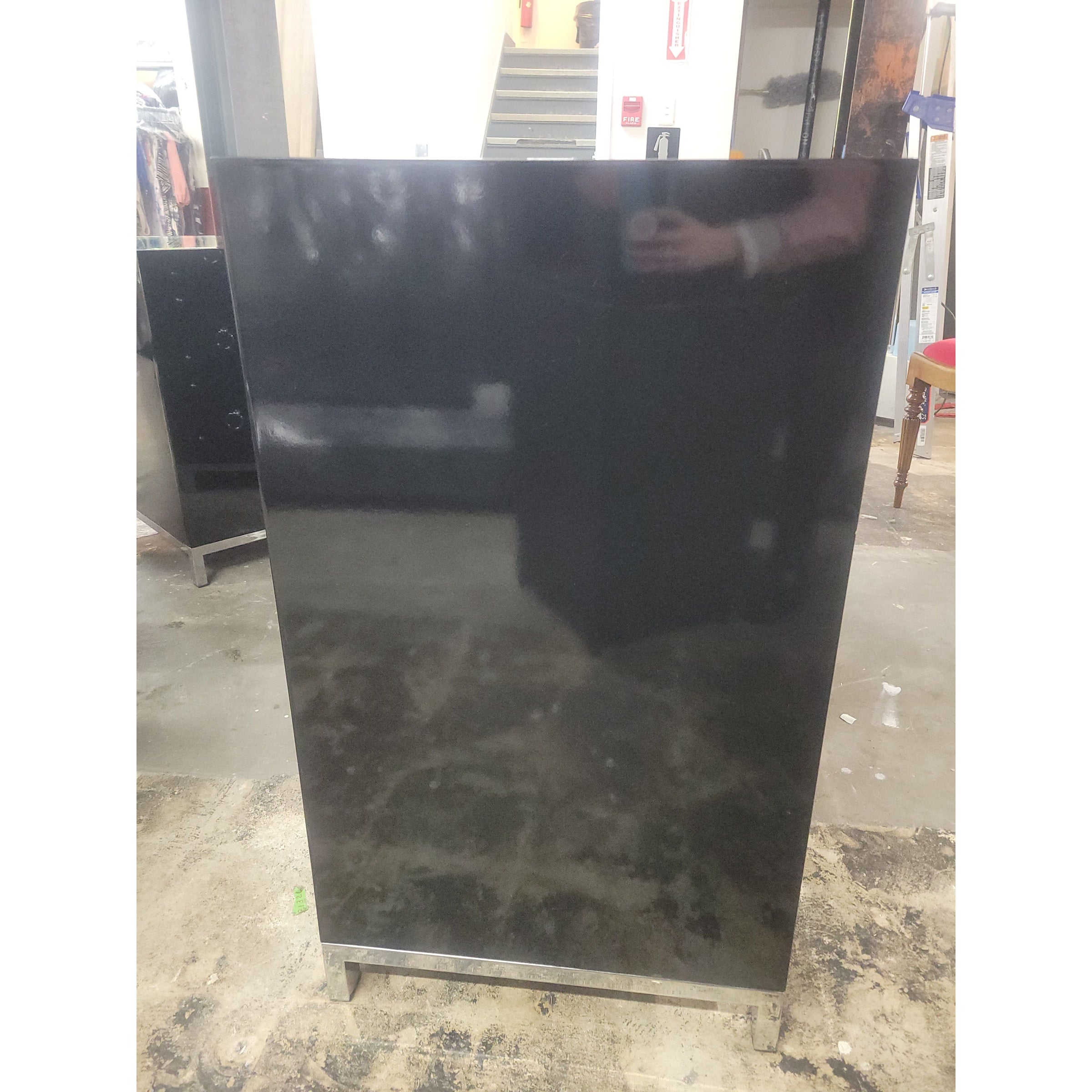 Black Lacquer & Nickel 6-Drawer Dresser w/ Mirror Top by Worlds Away