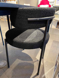 SET of 6 Black Boucle Chairs w/ Metal Legs