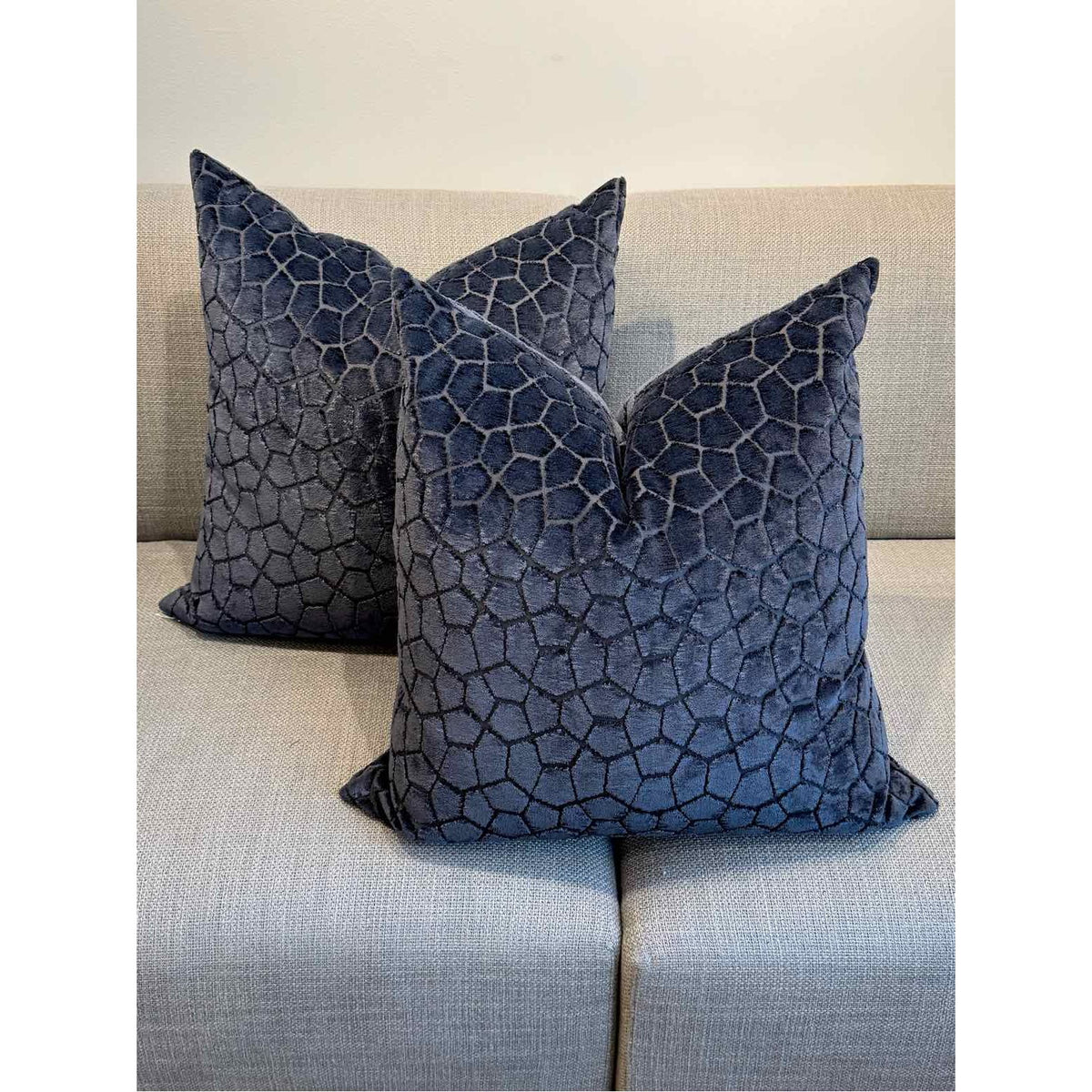 Pair of DV Kap Home Navy Velvet Square Pillows