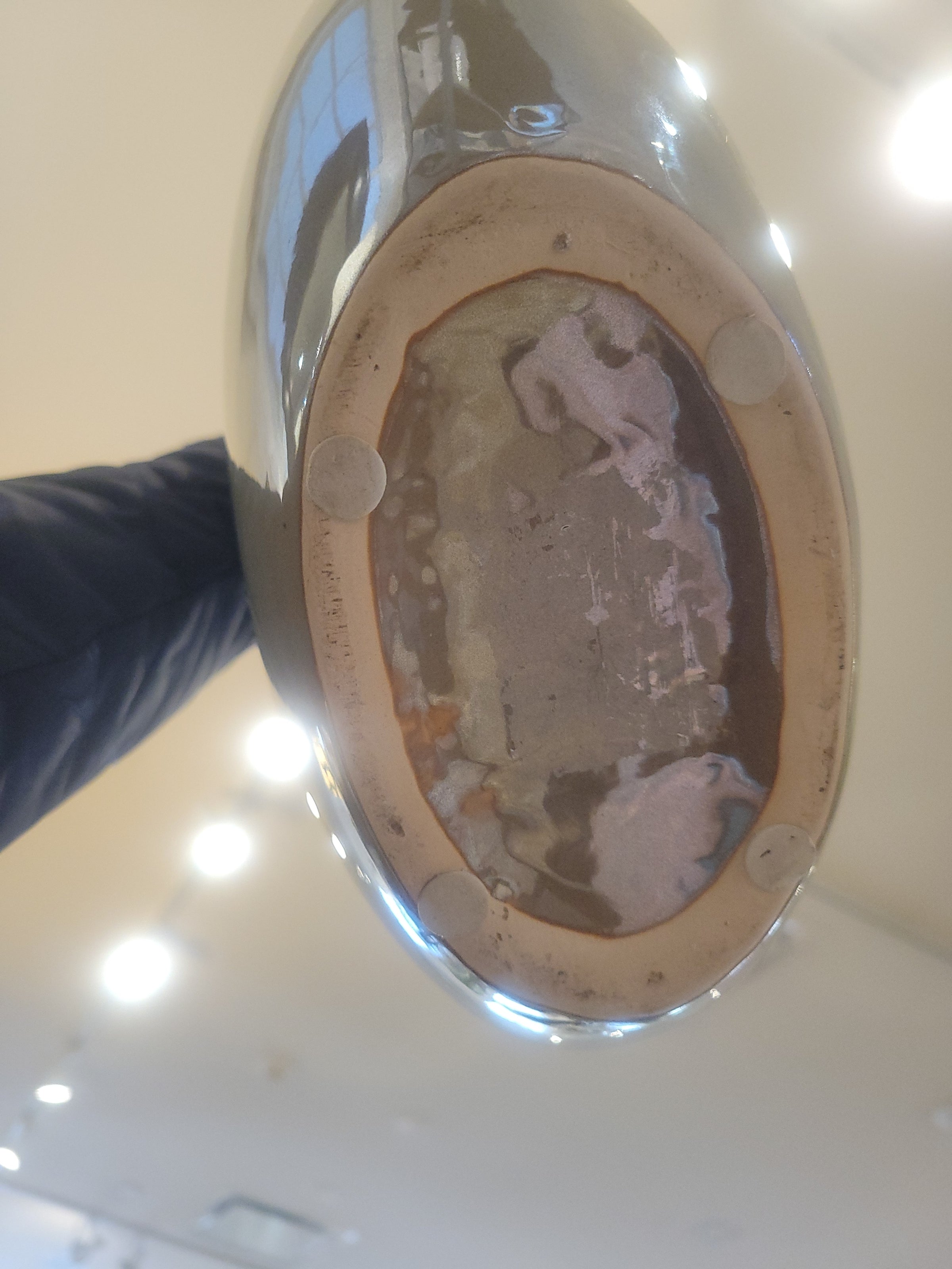 Beige Ceramic Vase w/ Flower Detail (AS IS)