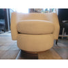 PAIR of White Boucle Swivel Chairs w/ Wood Bases by Mitchell Gold