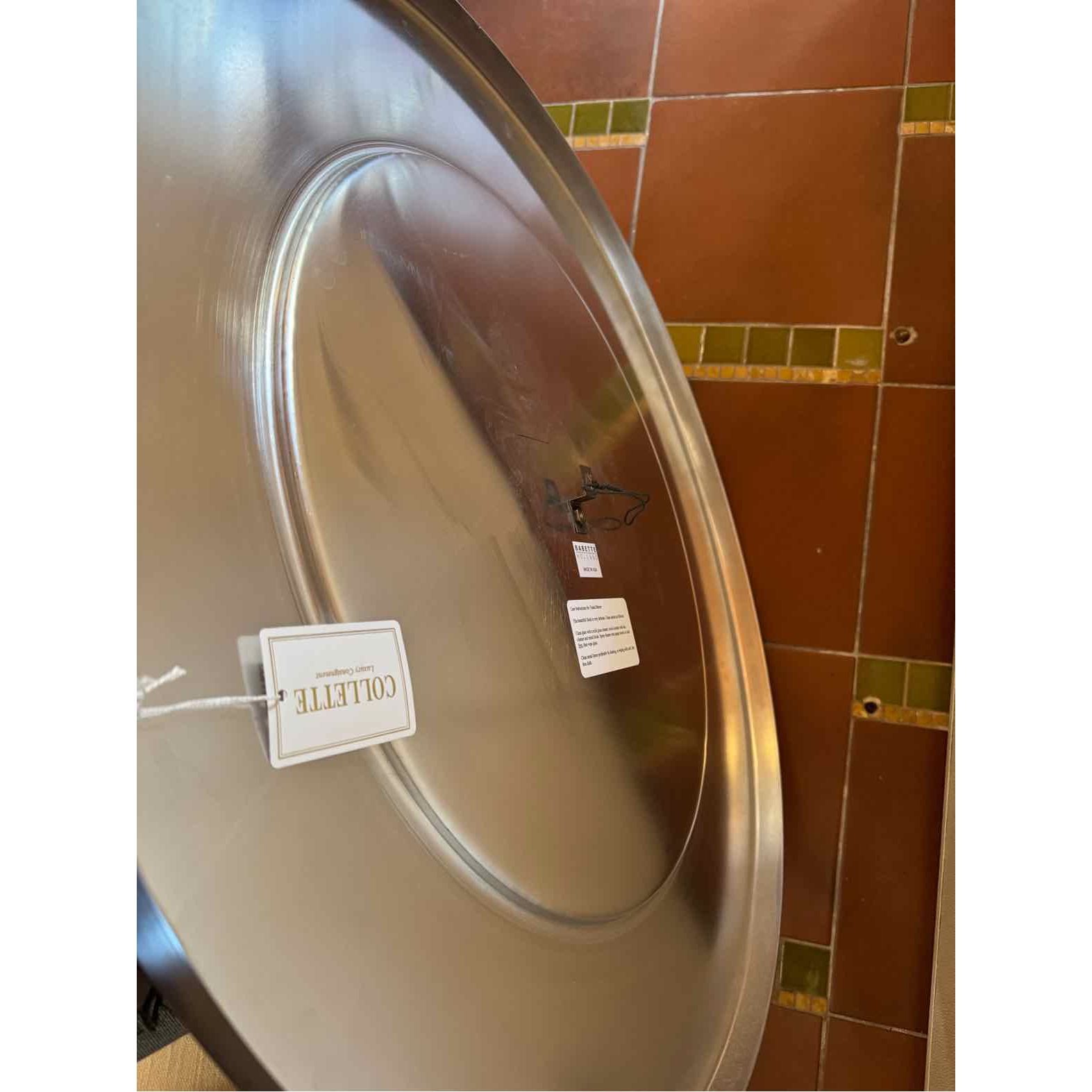 Black & Brushed Metal Round Mirror