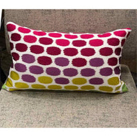 Circle Design Silk Fabric Pillow with Pink / Purple / Yellow