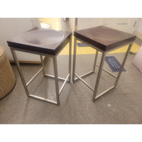 PAIR of Stainless Steel Counter Stools w/ Scooped Myrtle Tops