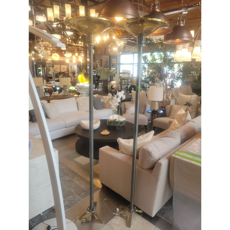 PAIR of Vintage Metal Torchiere Lamps - colletteconsignment.com
