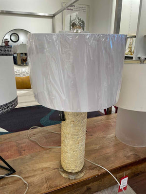 Scalloped Capiz Shell Table Lamp on Acrylic Base w/ White Shade by Regina Andrew
