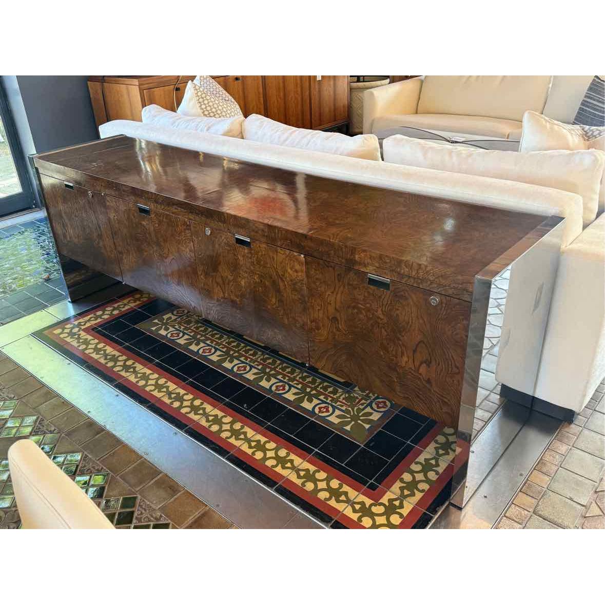 'Dunbar' Rosewood & Chrome Credenza by Roger Sprunger - AS IS