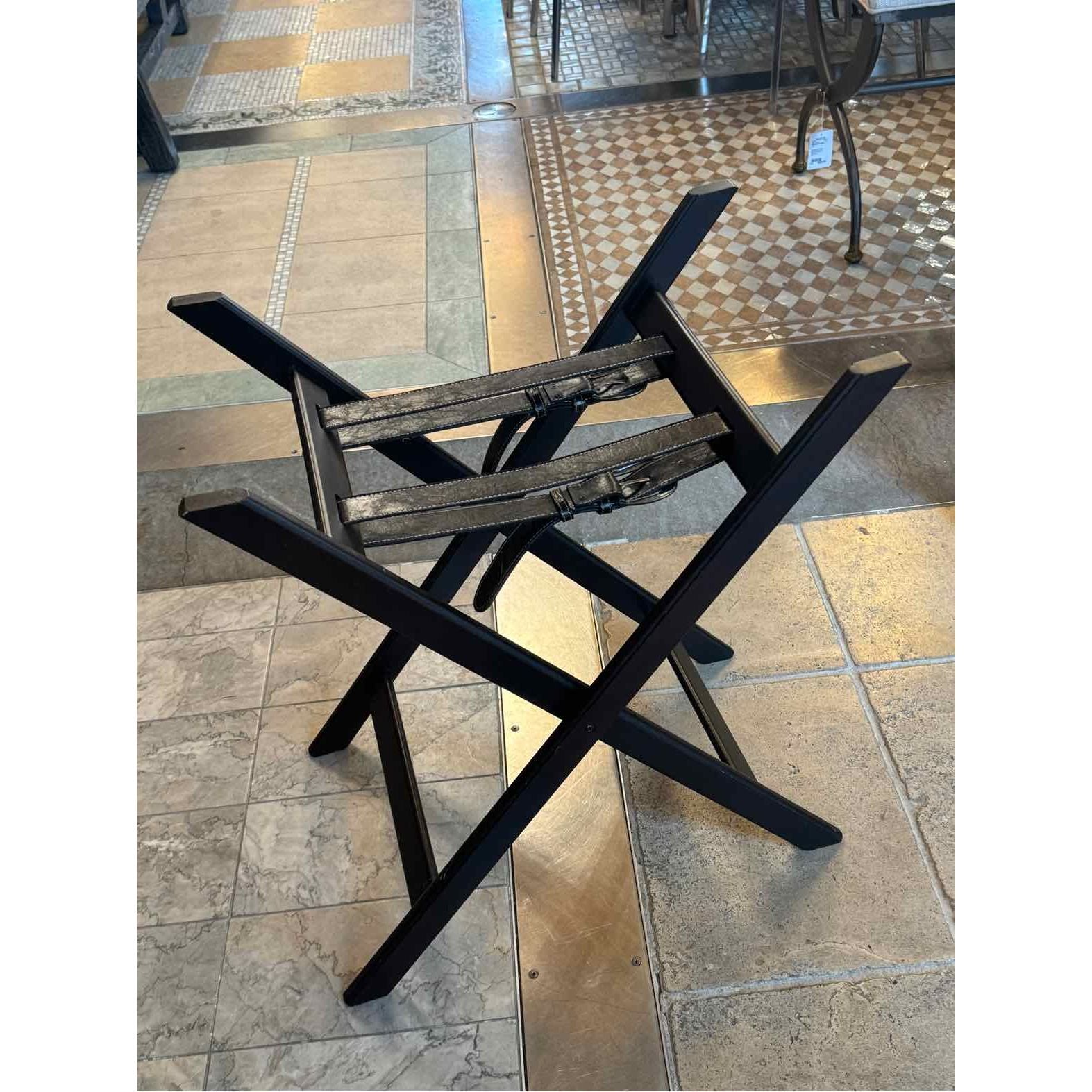 Asprey Style Leather Tray w/ Leather-Covered Wood Base Stand
