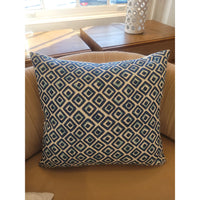 Custom Blue Diamonds on White Square Pillow