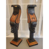 PAIR of African Carved Wood Head Sculptures