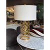 Brass Quatrefoil Table Lamp w/ Linen Shade by Perigold - AS IS