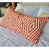 Oversized Rectangular Down-Fill Linen Pillow - Orange/White