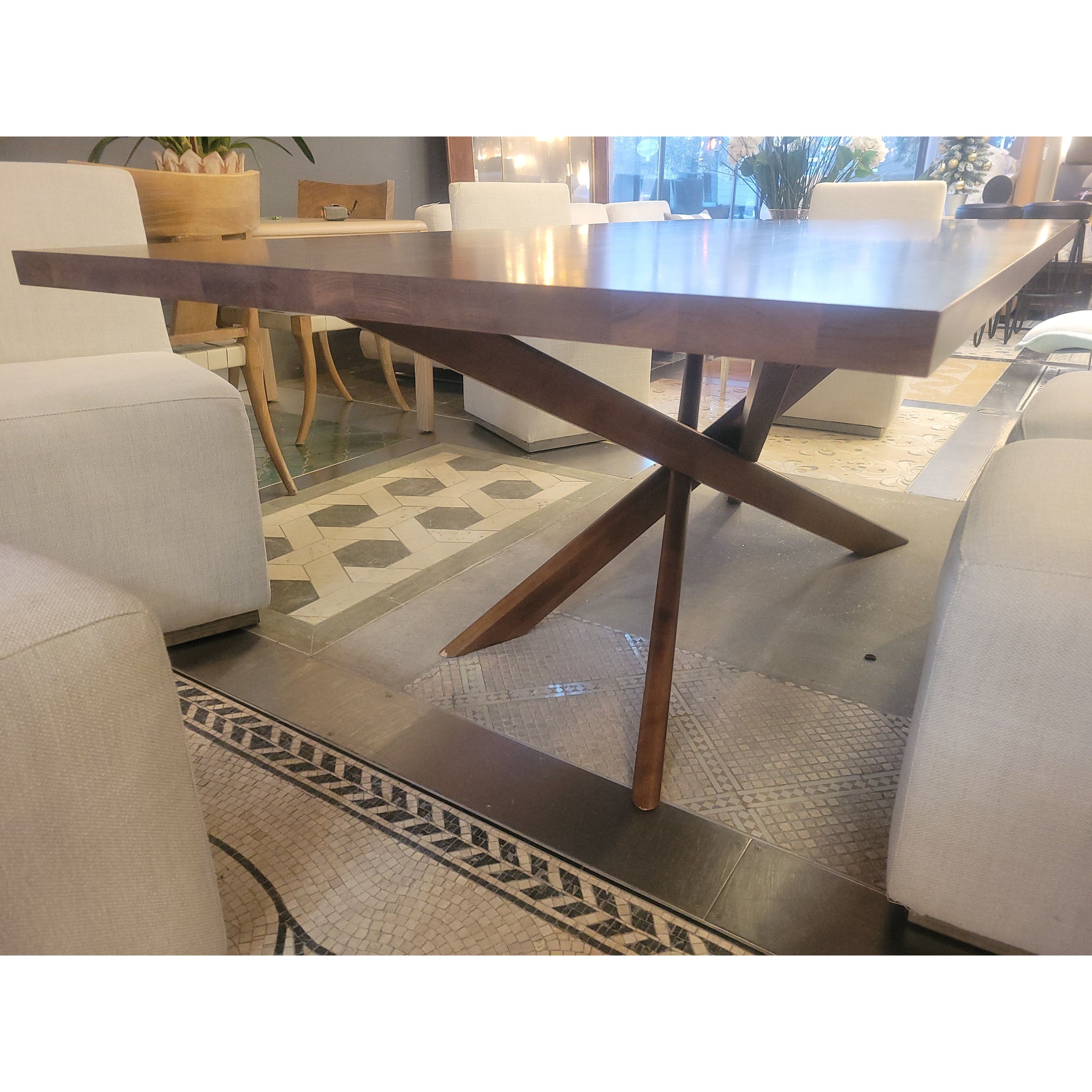 7-ft Dark Wood 'Roots' Dining Table w/ Crossed Legs by Bermex Canada - AS IS