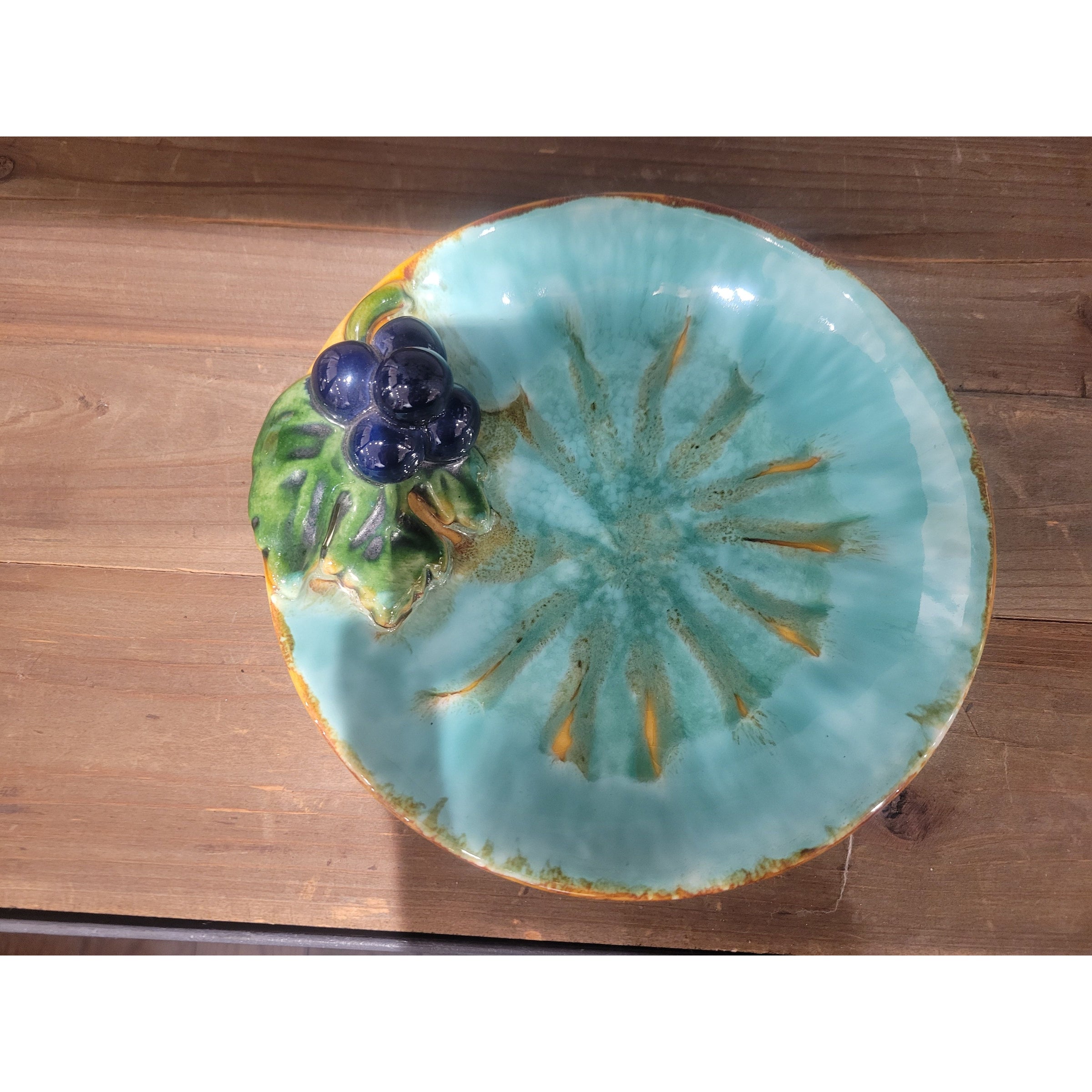 PAIR of Majolica Style Ceramic Fruit Plates by St. Peter Graz Austria